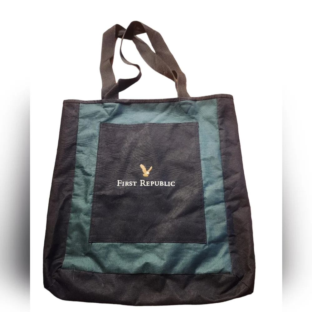 First Republic Bank Tote Bag Green Black swag advertisement logo Banking